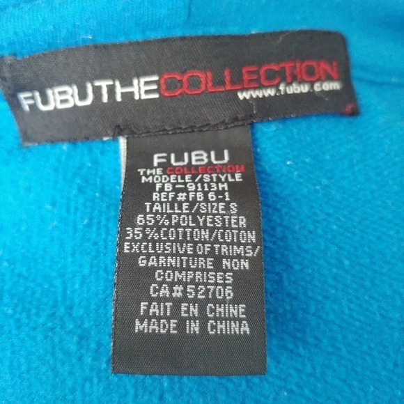 Fubu The Collection Zippered Hoodie, Blue, S - Picture 4 of 6